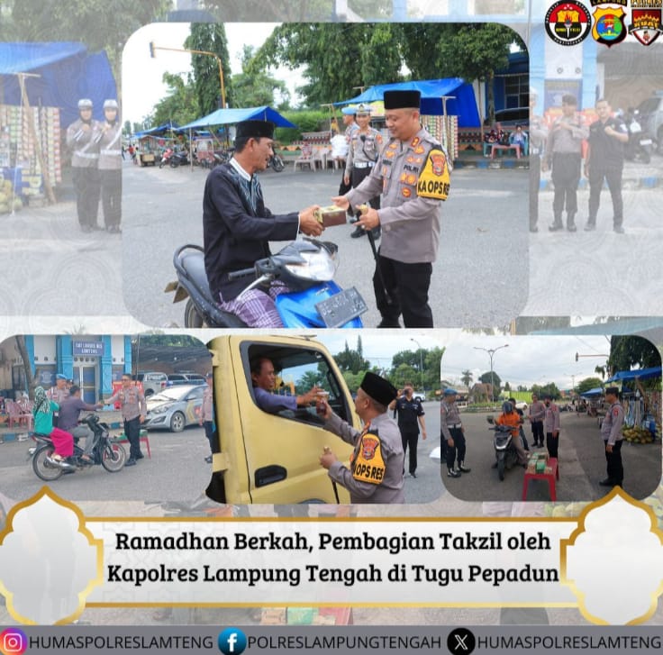 Peduli Sesama, Kapolres Lampung Tengah Kembali Bagikan Takjil Gratis Untuk Masyarakat