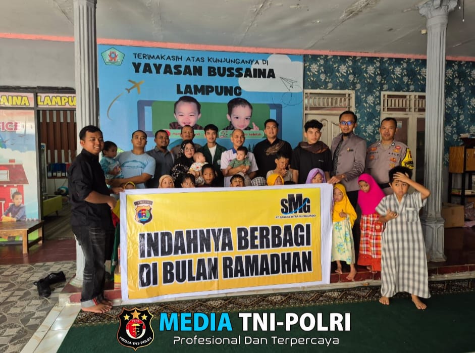 Polri Peduli, Ditintelkam Polda Lampung Gandeng Mahasiswa Gelar Bakti Sosial di Panti Asuhan Bussaina