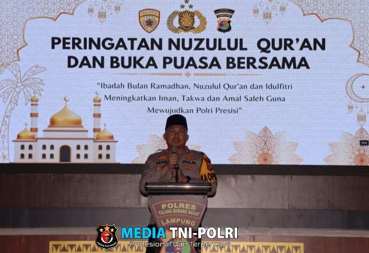 Polres Tulang Bawang Barat Peringati Nuzulul Qur’an Sekaligus Buka Puasa Bersama dengan Personil dan Anak Yatim Piatu