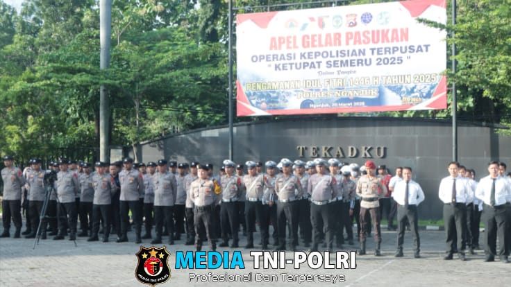 Apel Gelar Pasukan Operasi Ketupat Semeru 2025, Polres Nganjuk Siap Amankan Arus Mudik dan Balik