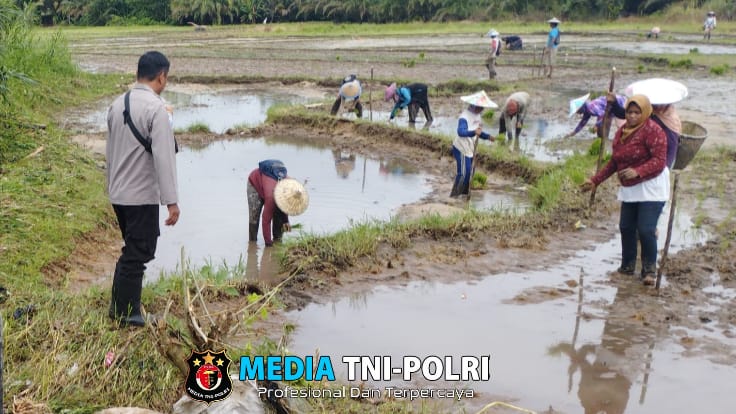 Bhabinkamtibmas Polsek Menjalin Sambangi Petani di Sawah