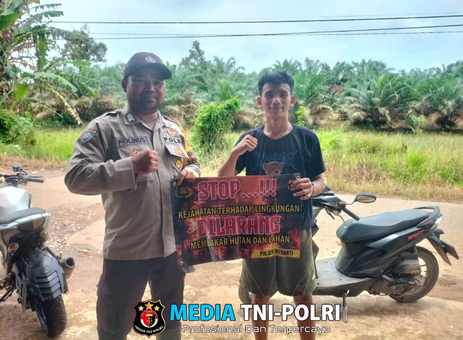 Cegah Karhutla, Bhabinkamtibmas Polsek Meranti Sosialisasi Stop Membakar Hutan dan Lahan