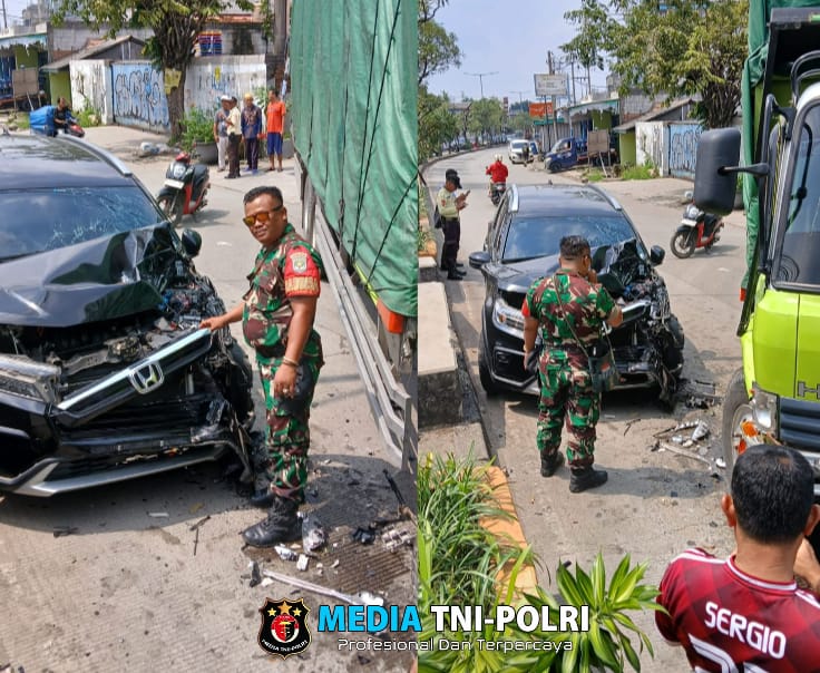 Babinsa TNI AD Sigap Amankan Laka Lantas di Jalan Raya Kh.Raden Mamun Nawawi, Desa Sukares, Kec Cik-Sel, Bekasi