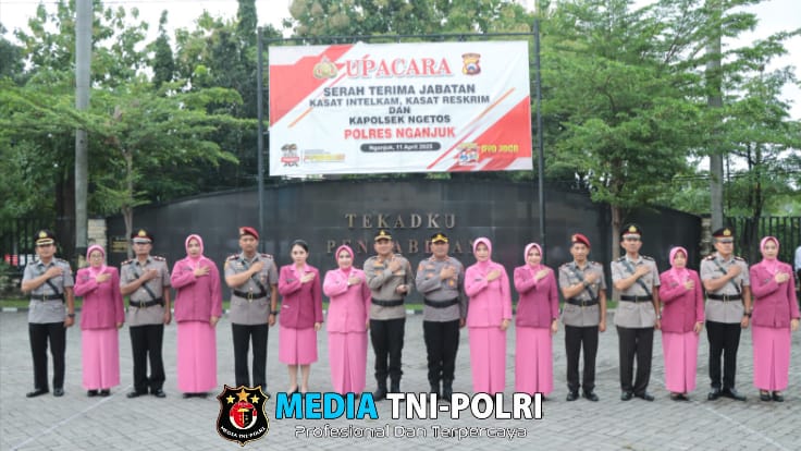 Kapolres Nganjuk Pimpin Sertijab Kasat Intelkam, Kasat Reskrim, dan Kapolsek Ngetos