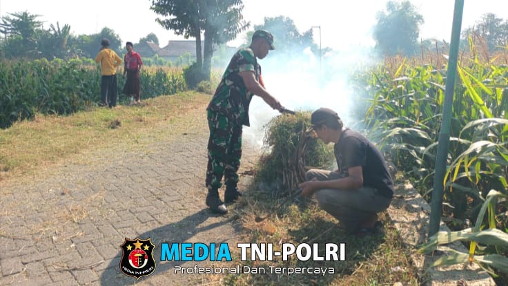 Wujudkan Lingkungan Sehat, Babinsa dan Warga Karangasem Gelar Kerja Bakti Bersihkan Jalan Desa