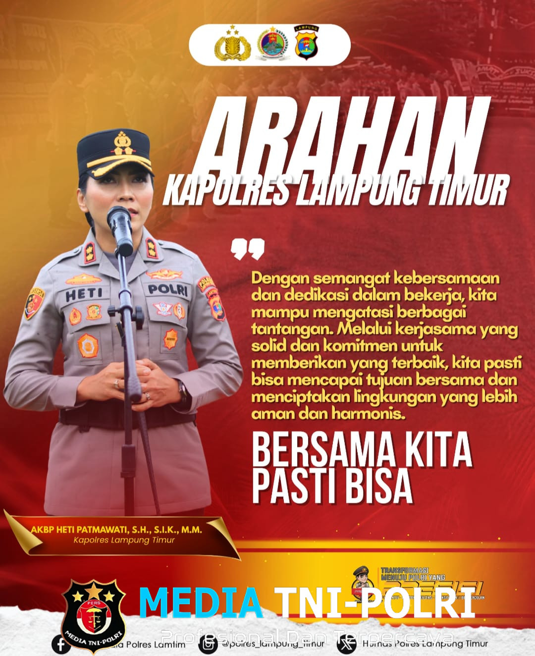 Kapolres Lampung Timur AKBP Heti Patmawati Ajak Personel Tingkatkan Kerja Sama untuk Ciptakan Kamtibmas Aman dan Kondusif