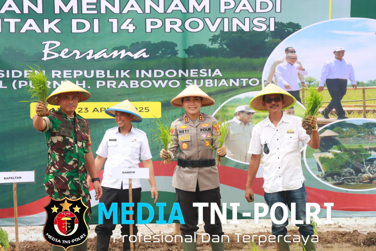 Kapolres Lampung Timur Hadiri Gerakan Tanam Padi Serentak di Desa Siraman