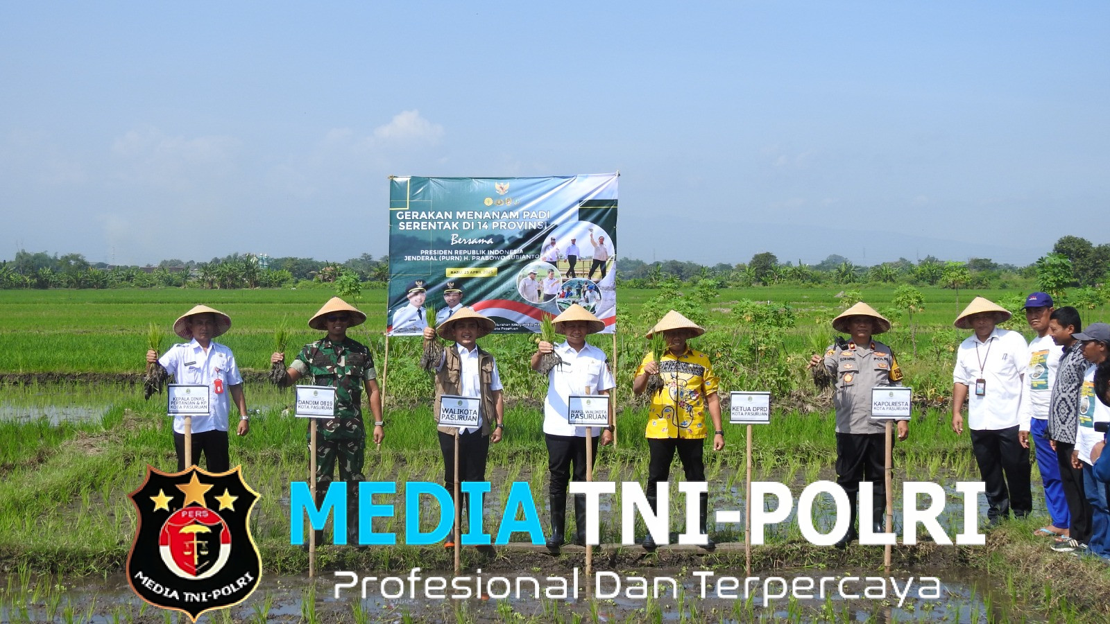 Dandim 0819 dan Forkopimda Kota Pasuruan Ikuti Gerakan Tanam Padi Serentak Bersama Presiden RI