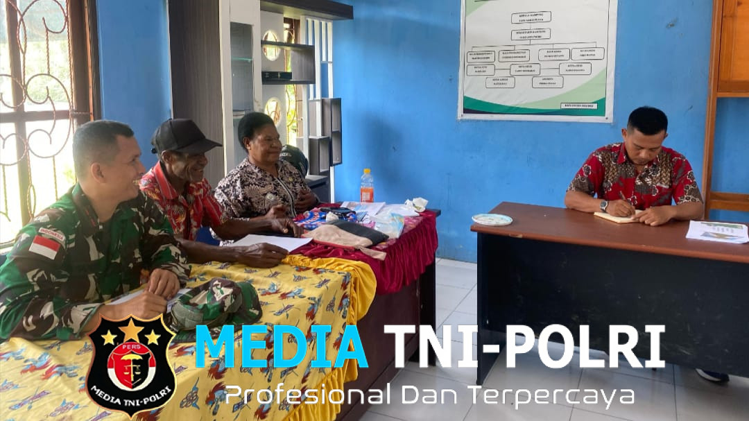 Dukung Program Pemerintah Daerah, Satgas Yonif 131/Brajasakti Hadiri Rapat Anggaran Pendapatan dan Belanja Kampung di Distrik Mannem Perbatasan Papua