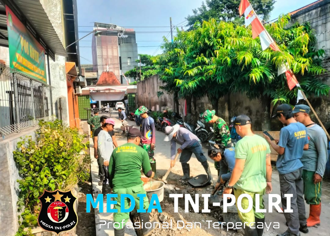 Danramil 03 Serengan Gandeng Warga dan Ormas Kerja Bakti KBD Tahap II TA. 2025