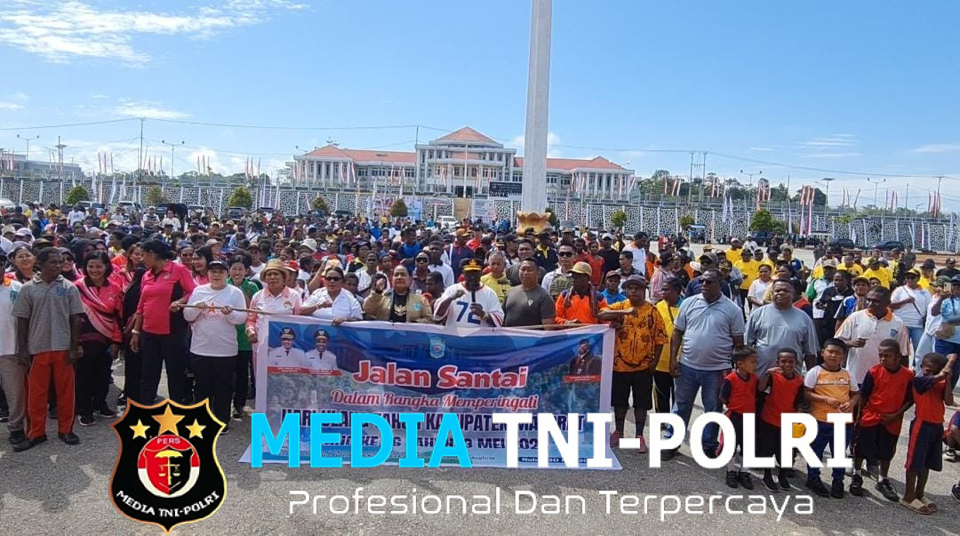 Satgas Yonif 762/VYS Ramaikan Gerak Jalan Santai Peringati HUT Kabupaten Maybrat Ke-16