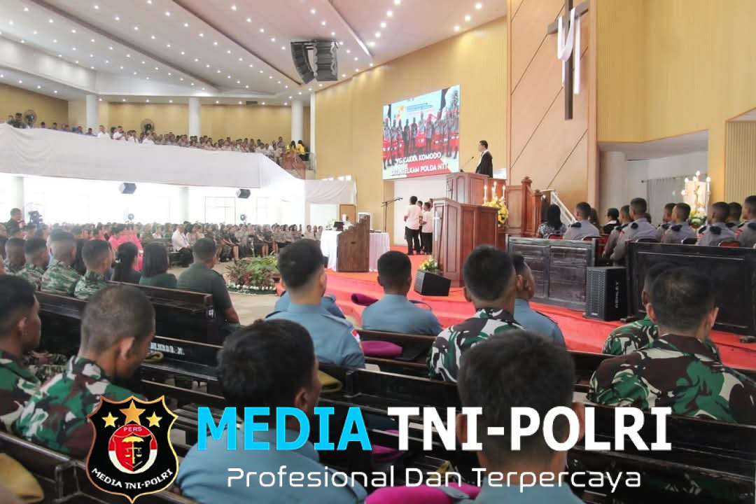 Prajurit Yonmarhanlan VII Kupang Pererat Sinergitas TNI Polri melalui Perayaan Paskah Oikumene Bersama Polda NTT