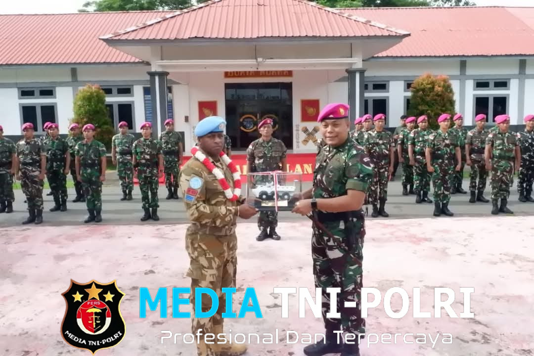 Yonmarhanlan XI Merauke Gelar Upacara Penyambutan Personel Satgas Yonmek TNI Konga XXIII-R