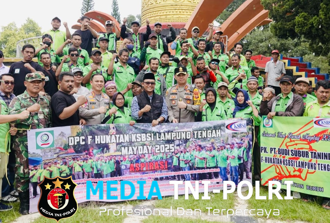 Kapolres Lampung Tengah Pimpin Langsung Pengamanan Hari Buruh Internasional 2025 di Tugu Pepadun