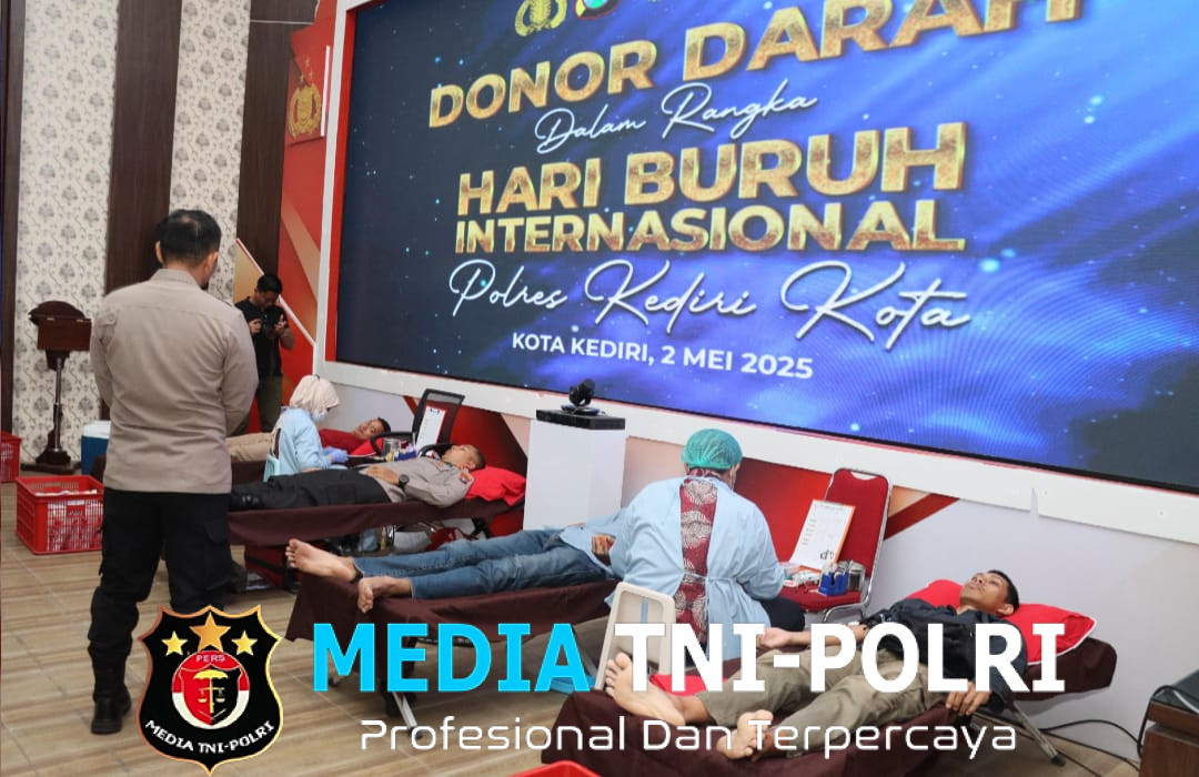 Peringati May Day, Polres Kediri Kota Gelar Donor Darah Bersama Serikat Pekerja