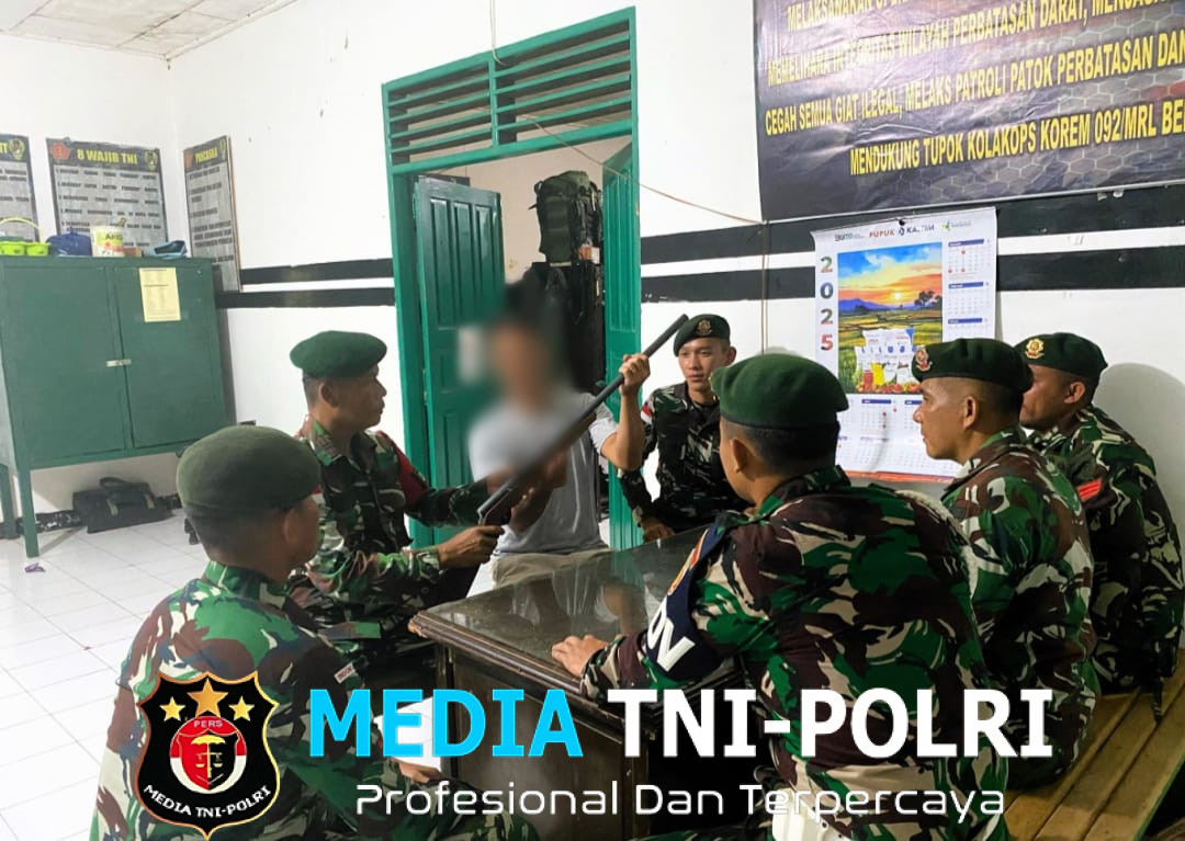 Satgas Pamtas Yonarmed 11 Kostrad Terima Penyerahan Senjata Rakitan dari Warga Sei Manggaris, Nunukan