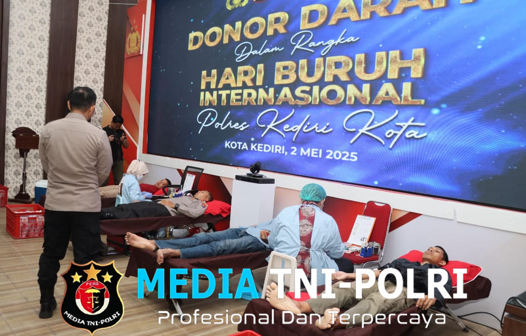 Peringati May Day, Polres Kediri Kota Gelar Donor Darah Bersama Serikat Pekerja