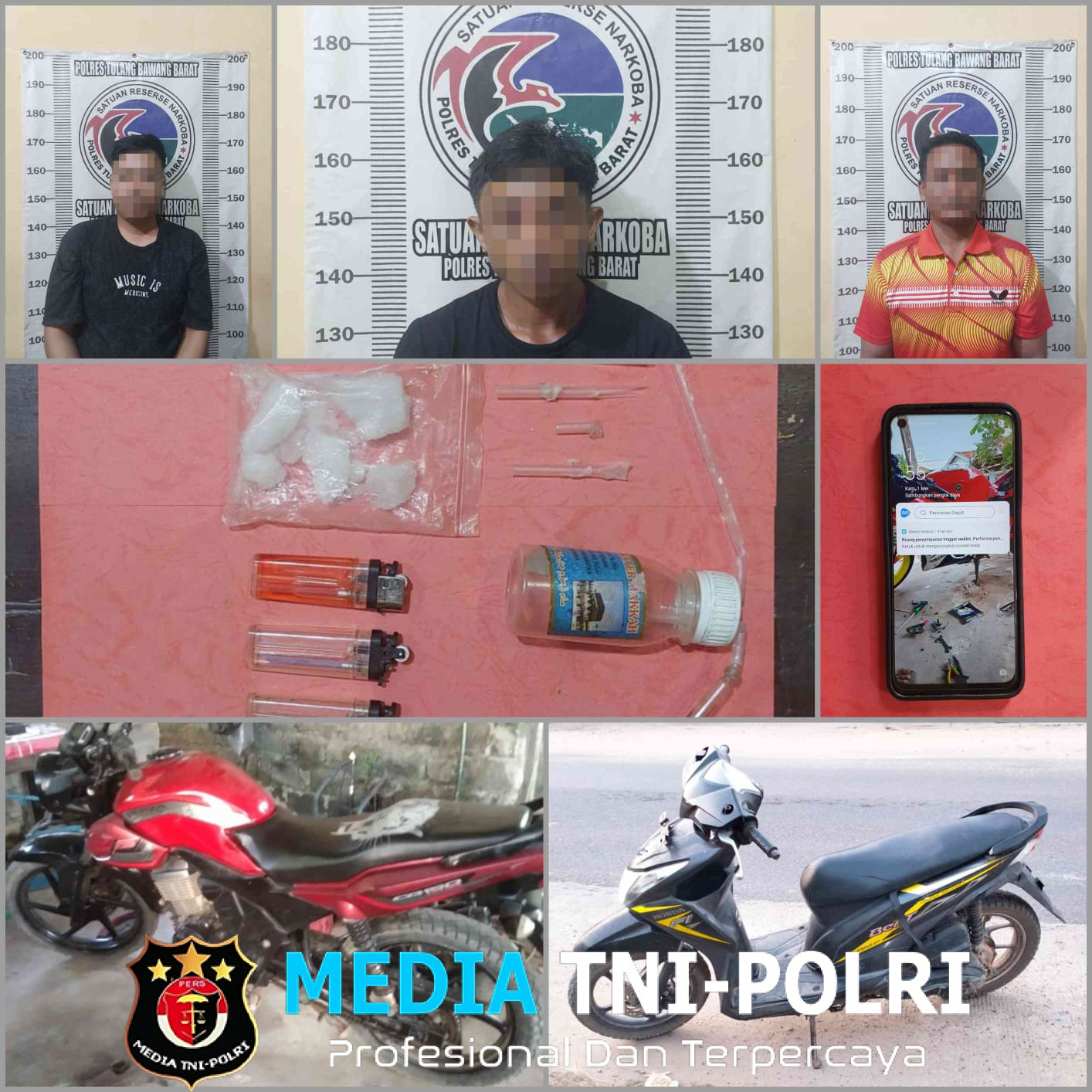 Satresnarkoba Polres Tulang Bawang Barat Tangkap 3 (tiga) Pria Dewasa, Saat akan bertransaksi Narkoba