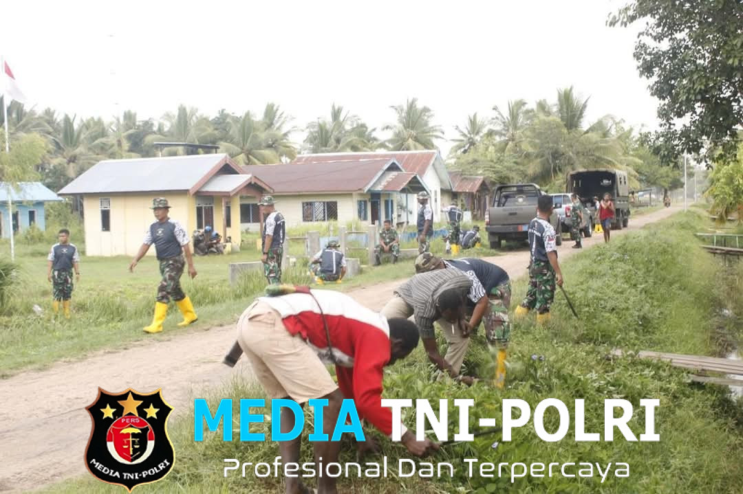 Sambut HUT Pasmar 3, Yonmarhanlan Xl Merauke Laksanakan Karya Bakti