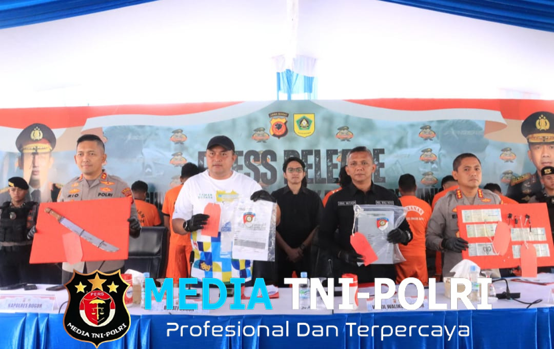 Polres Bogor Bersama Polresta Bogor Kota Ungkap Kasus Premanisme, 9 Orang Diamankan dan 109 Kendaraan Disita