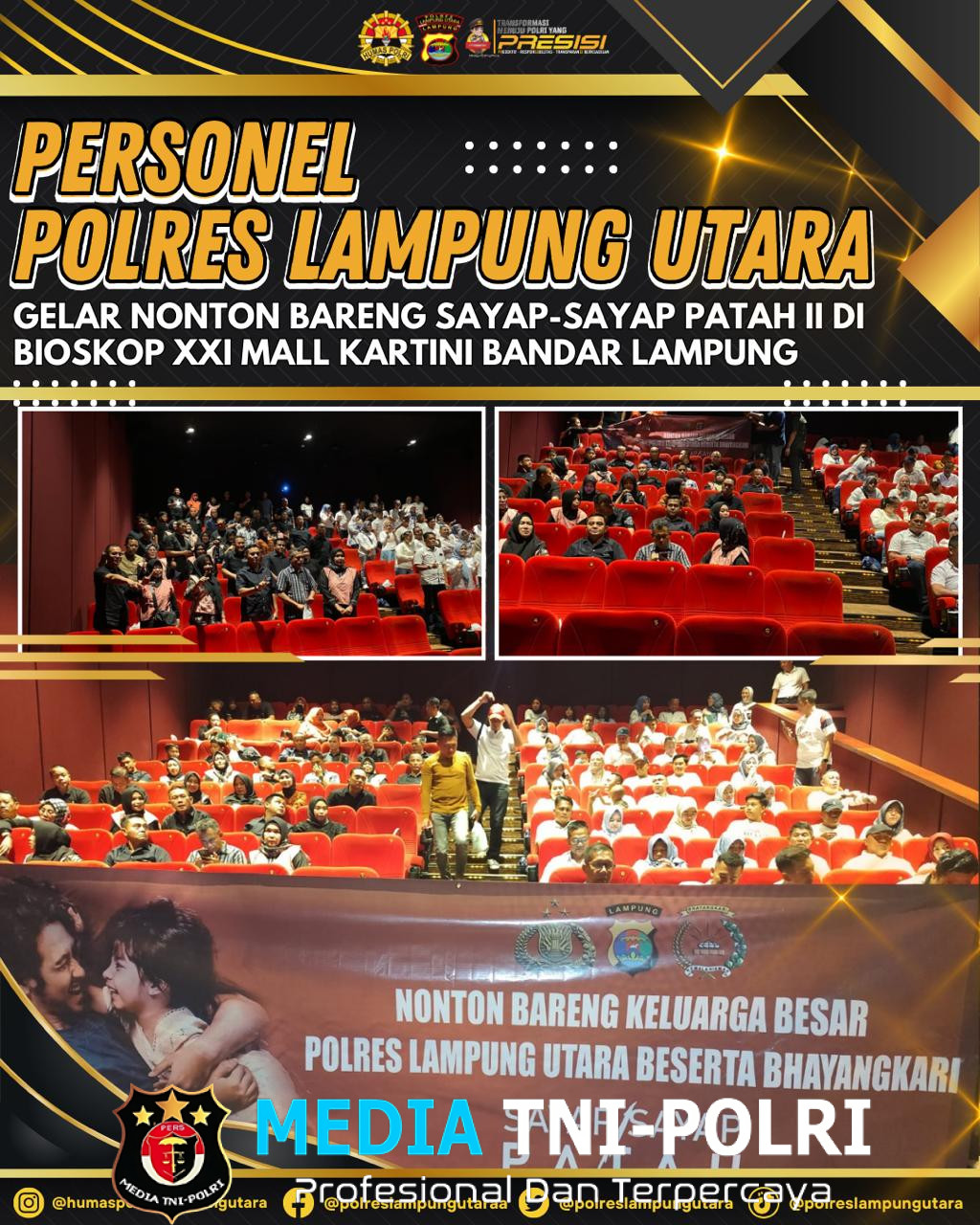 Tumbuhkan Rasa Nasionalisme, Polres Lampung Utara Gelar Nobar Film Sayap-Sayap Patah 2