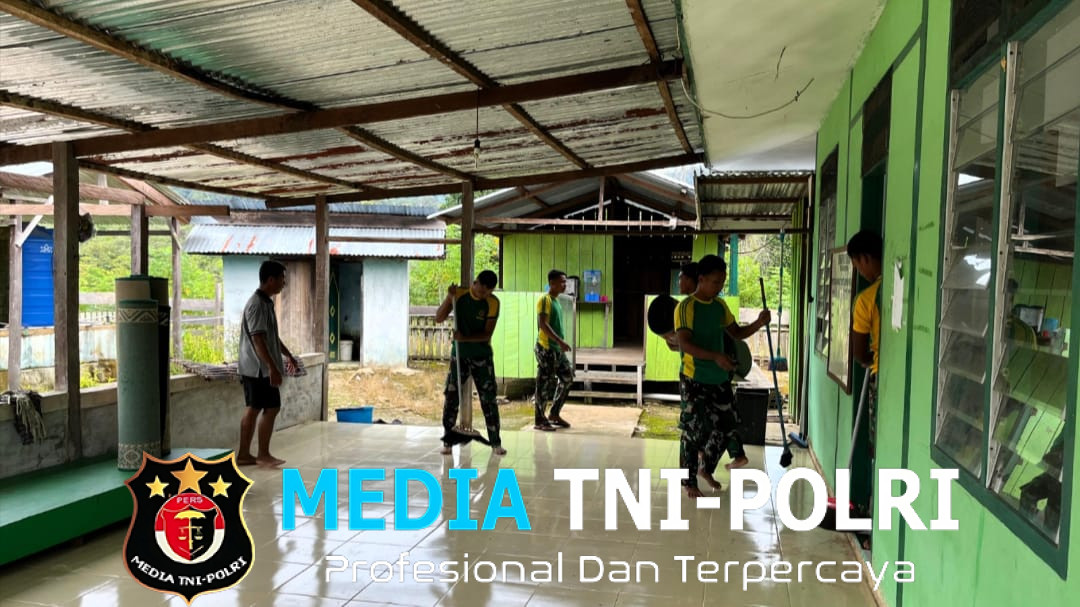 Satgas Pamtas Yonarmed 11 Kostrad Wujudkan Kepedulian Melalui Aksi Bersih Masjid di Perbatasan