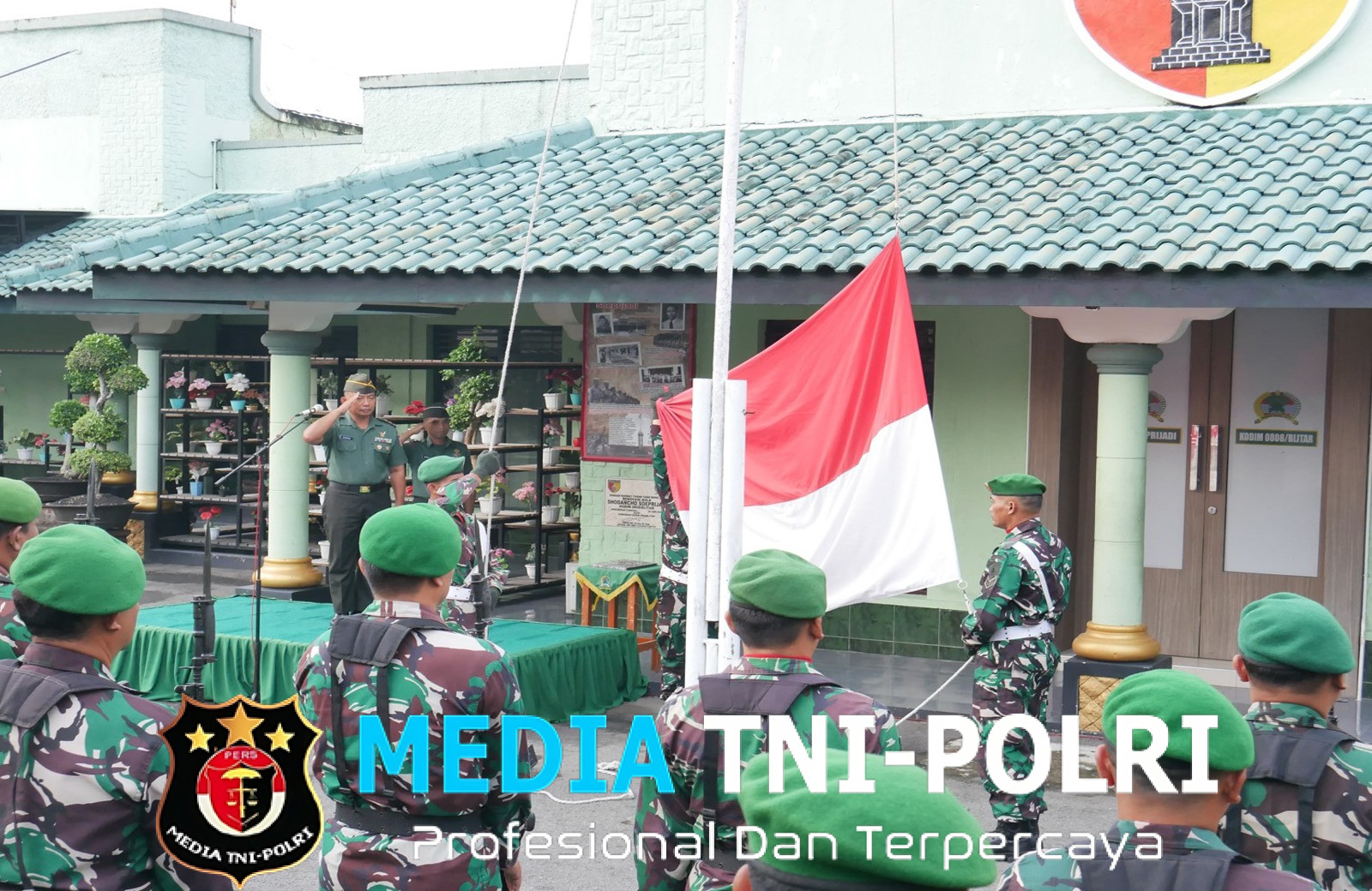 Amanat Kasad Tegaskan Komitmen TNI AD Wujudkan Ketahanan Nasional di Bacakan Saat Upacara 17an di Kodim Blitar