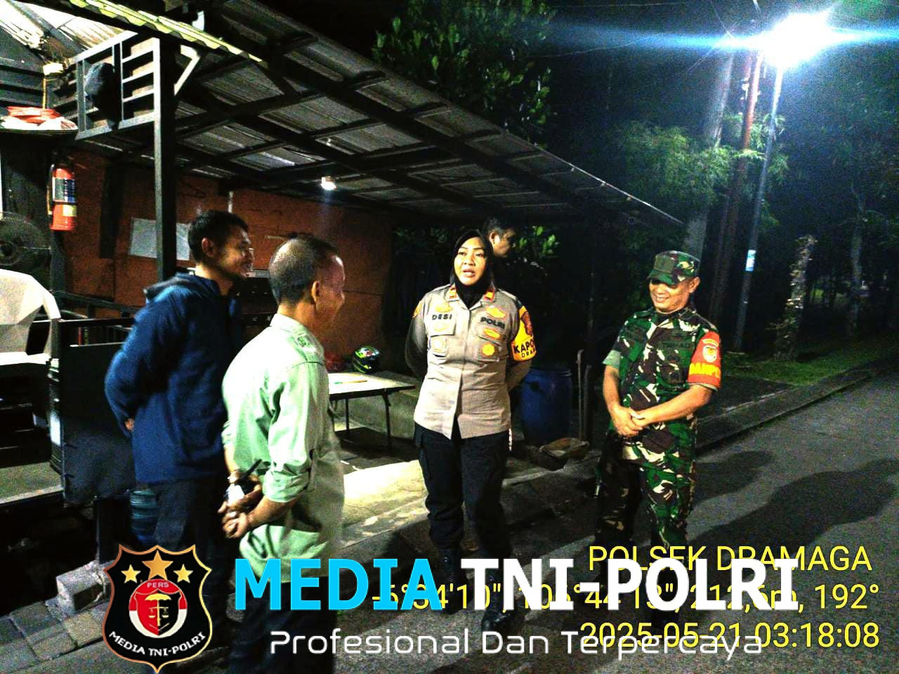 Polsek Dramaga Sinergitas TNI dan Warga Masyarakat Laksanakan Patroli KRYD Antisipasi Gangguan Kamtibmas
