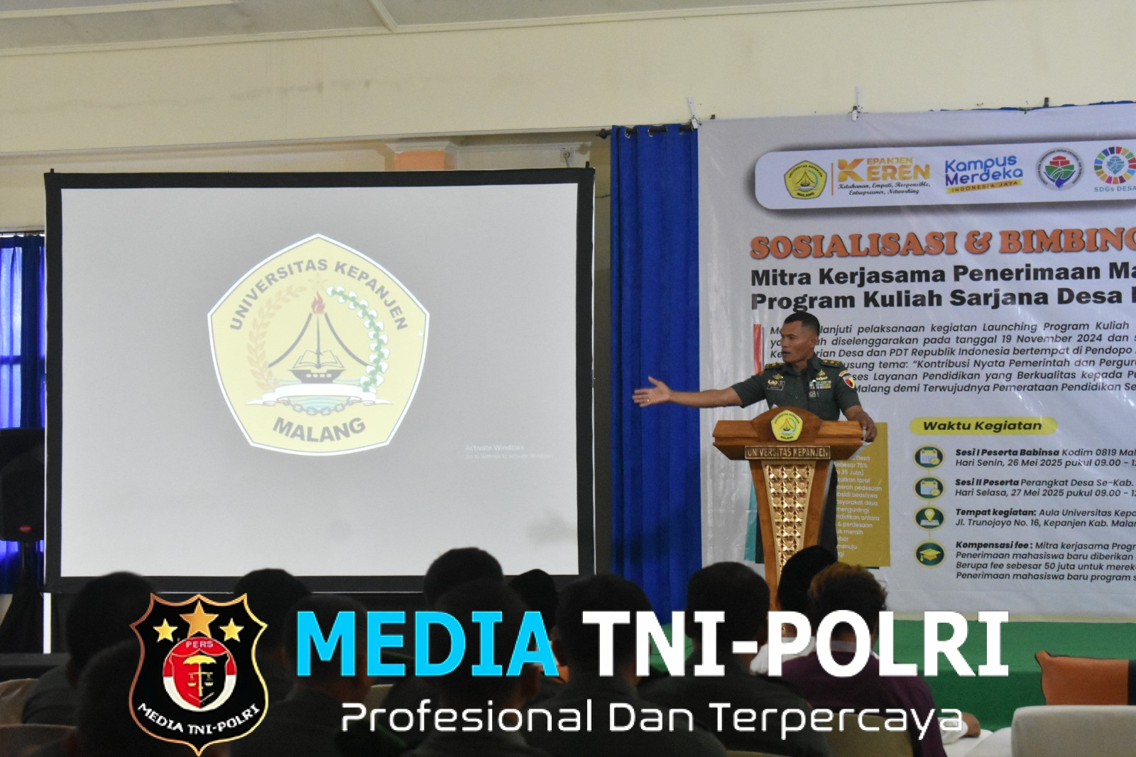 Pembinaan SDM Untuk Malang Lebih Baik Kasdim 0818 Hadiri Sosialisasi Beasiswa Sarjana Desa Berprestasi