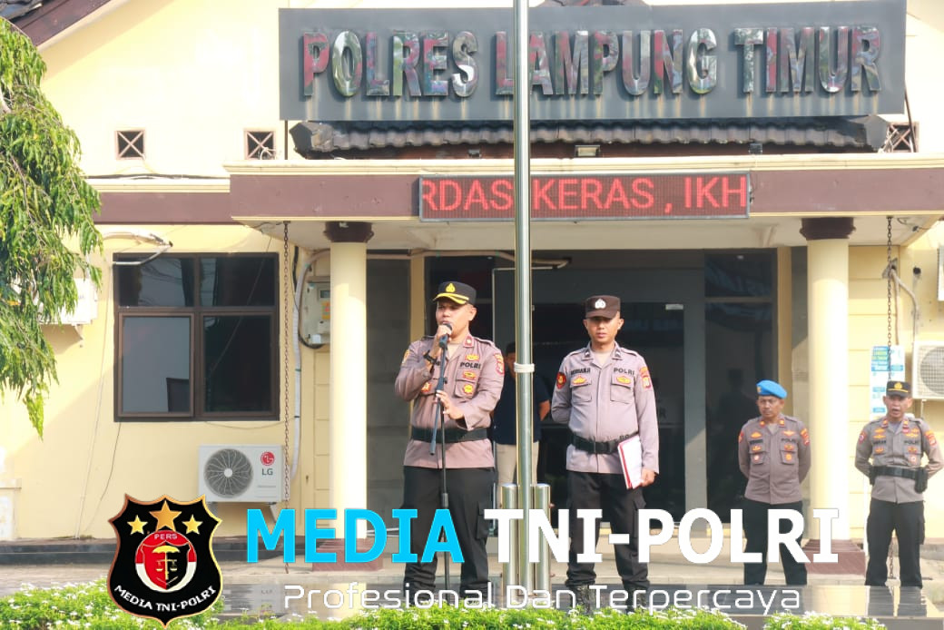 Pimpin Apel Pagi, Waka Polres Lampung Timur Ajak Personel Dukung Program Kapolres