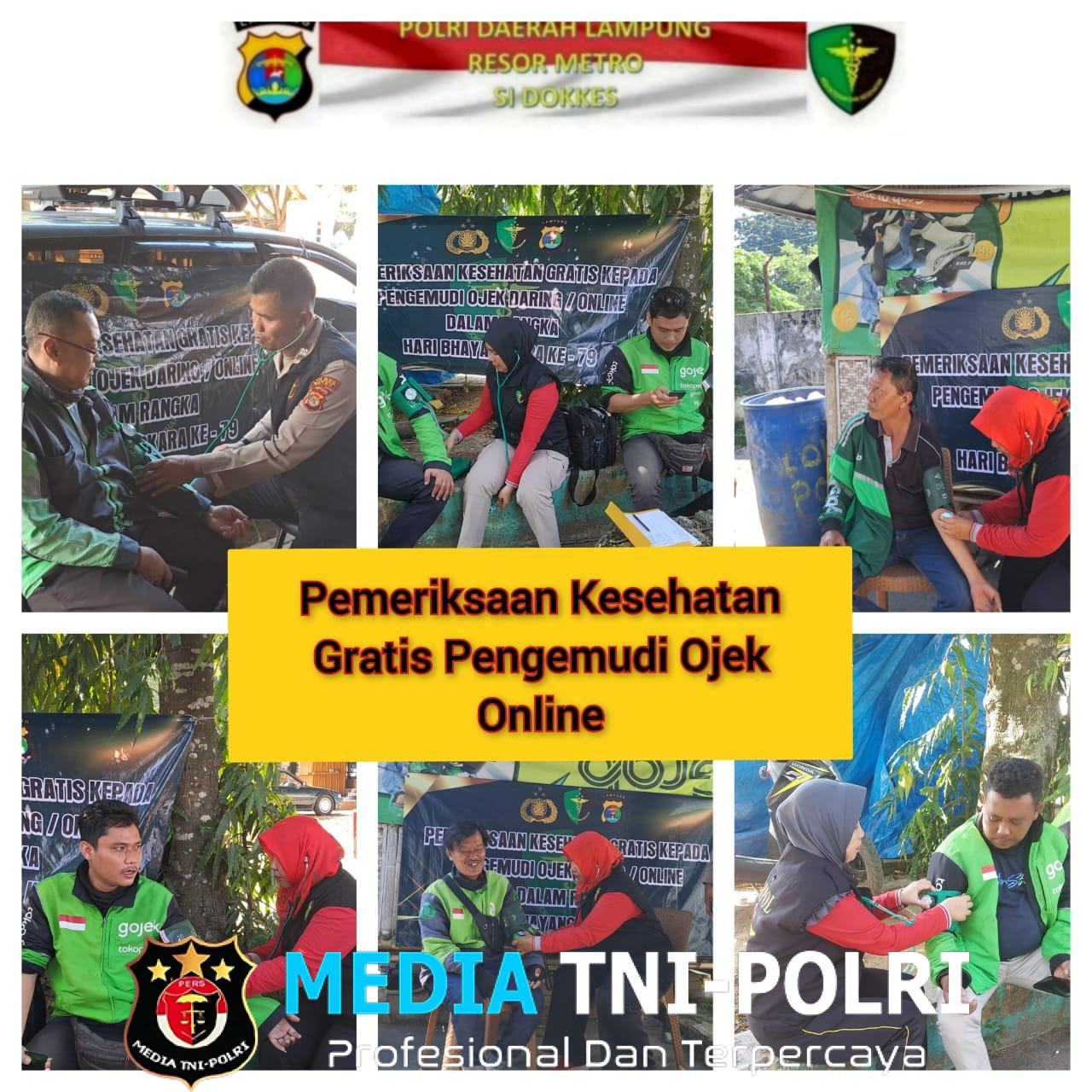 Biddokkes Polda Lampung Gelar Bakti Sosial Pelayanan Kesehatan Mobile untuk Pengemudi Ojek Online