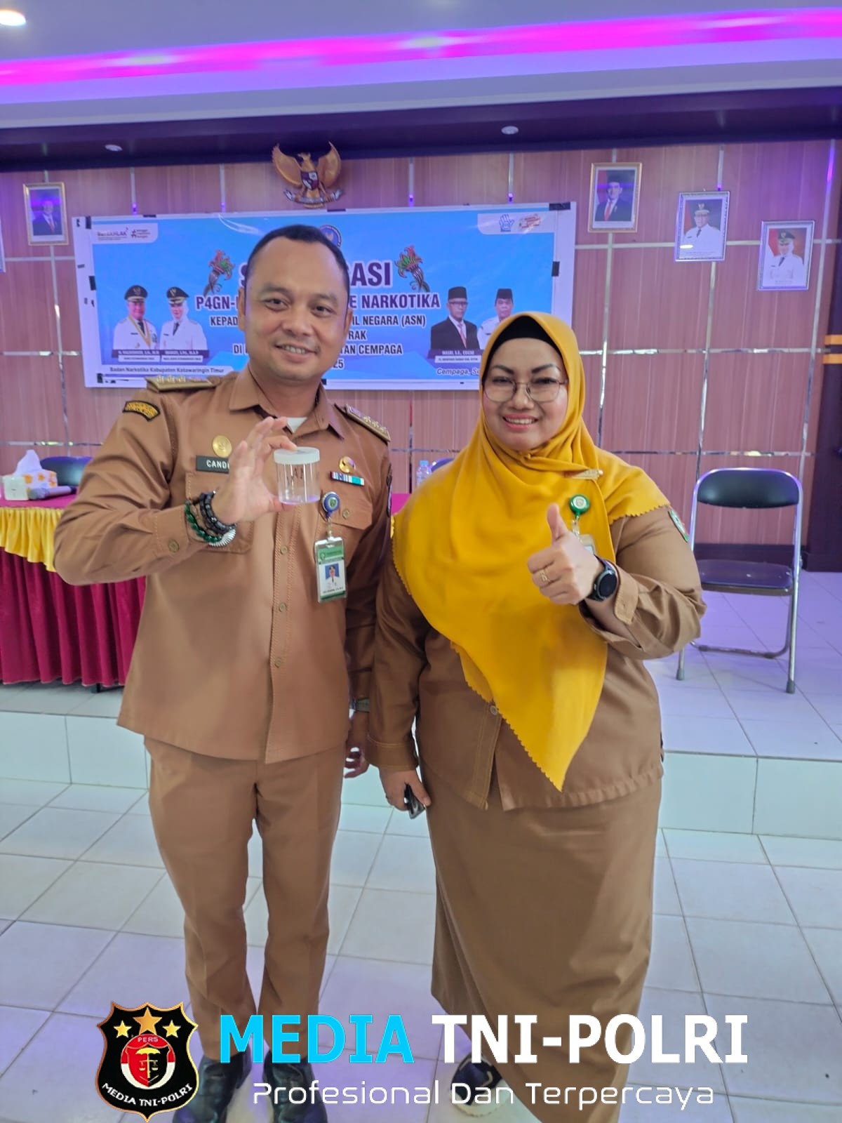 Wakil Bupati Kotim Irawati Menghadiri Kegiatan Sosialisasi P4GN dan Tes Urine di Kecamatan Cempaga