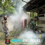 Cegah Malaria, Satgas Uonif 131/Brajasakti Melaksanakan Fooging di Kampung Wembi Perbatasan Papua