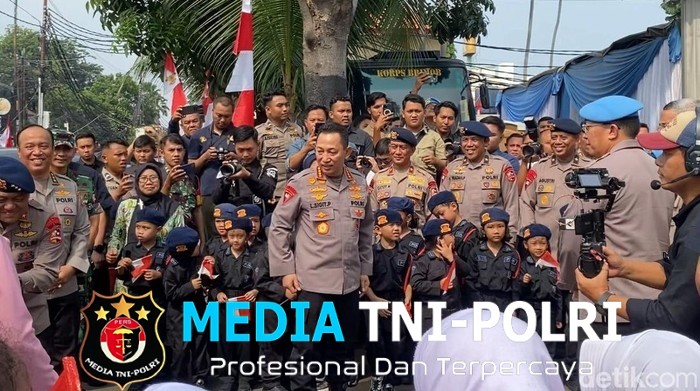 Resmikan SPPG di Mako Brimob Depok, Kapolri Disambut Brimob Cilik