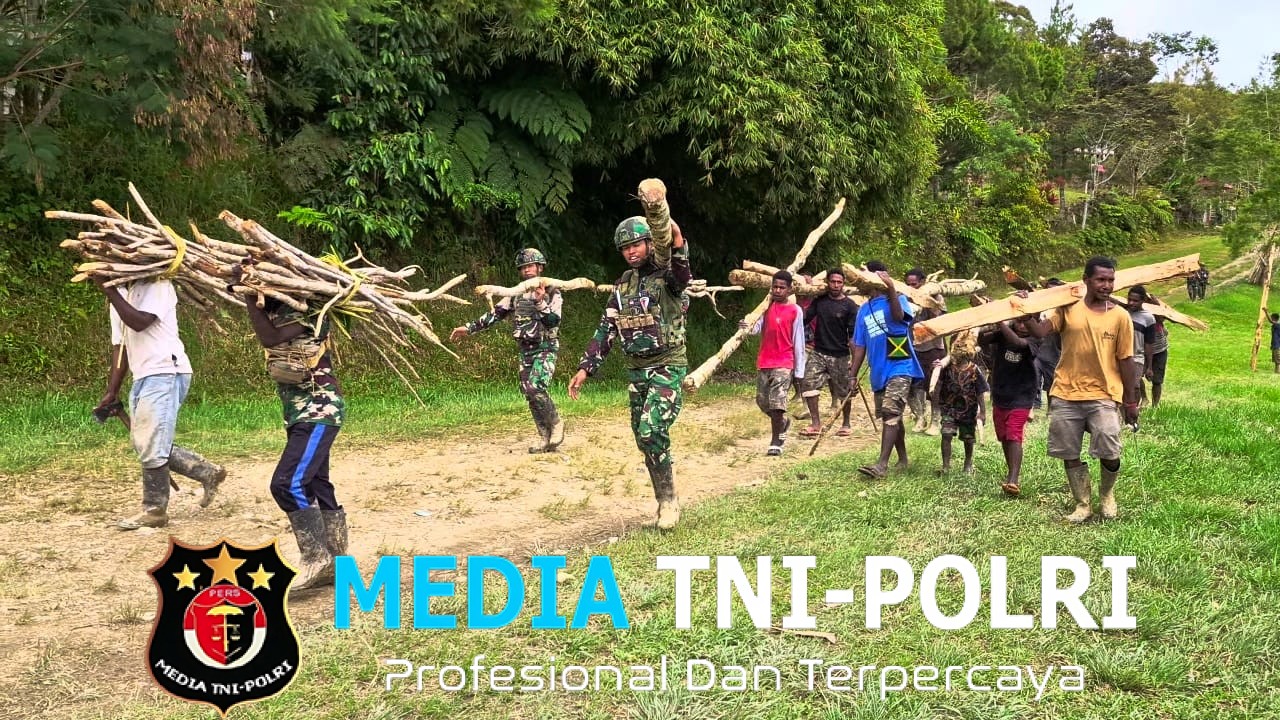 Solidaritas Gotong Royong Satgas Yonif 521/DY di Distrik Eragayam