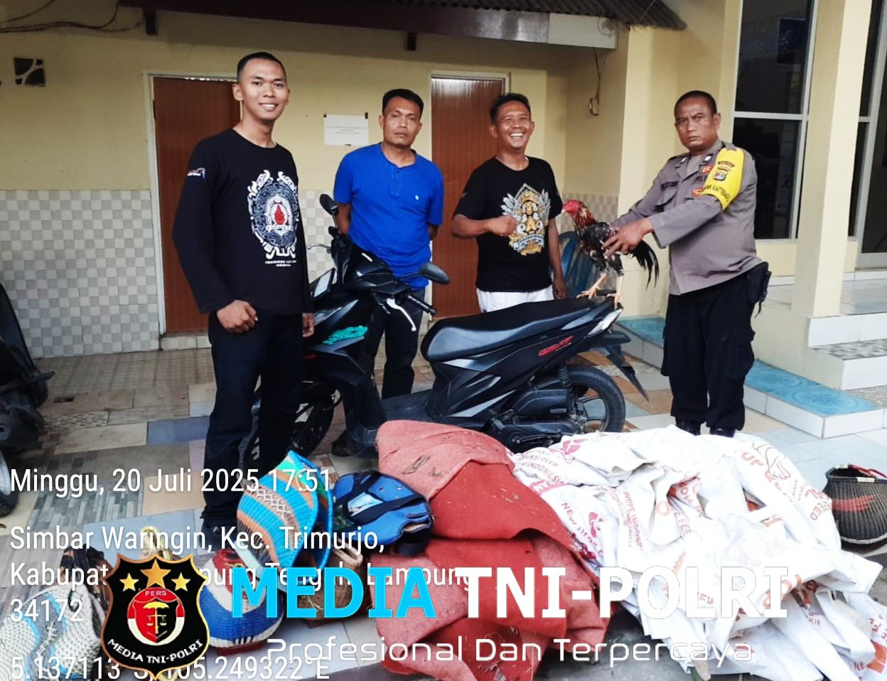 Polsek Trimurjo Gerebek Lokasi Judi Sabung Ayam di Perbatasan Kampung Pujodadi