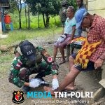 Satgas Yonif 131/Brajasakti Gelar Pelayanan Kesehatan Gratis di Kp. Kalibom