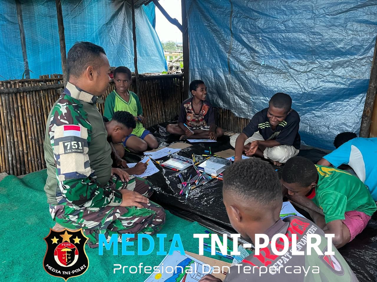 TNI Ciptakan Generasi Kreatif di Perbatasan Pondok Belajar Pos Kotis Meriahkan Hari Anak Nasional 2025