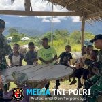 Berbagi Tebar Kebahagiaan Satgas Yonif 521/DY di Distrik Kobakma