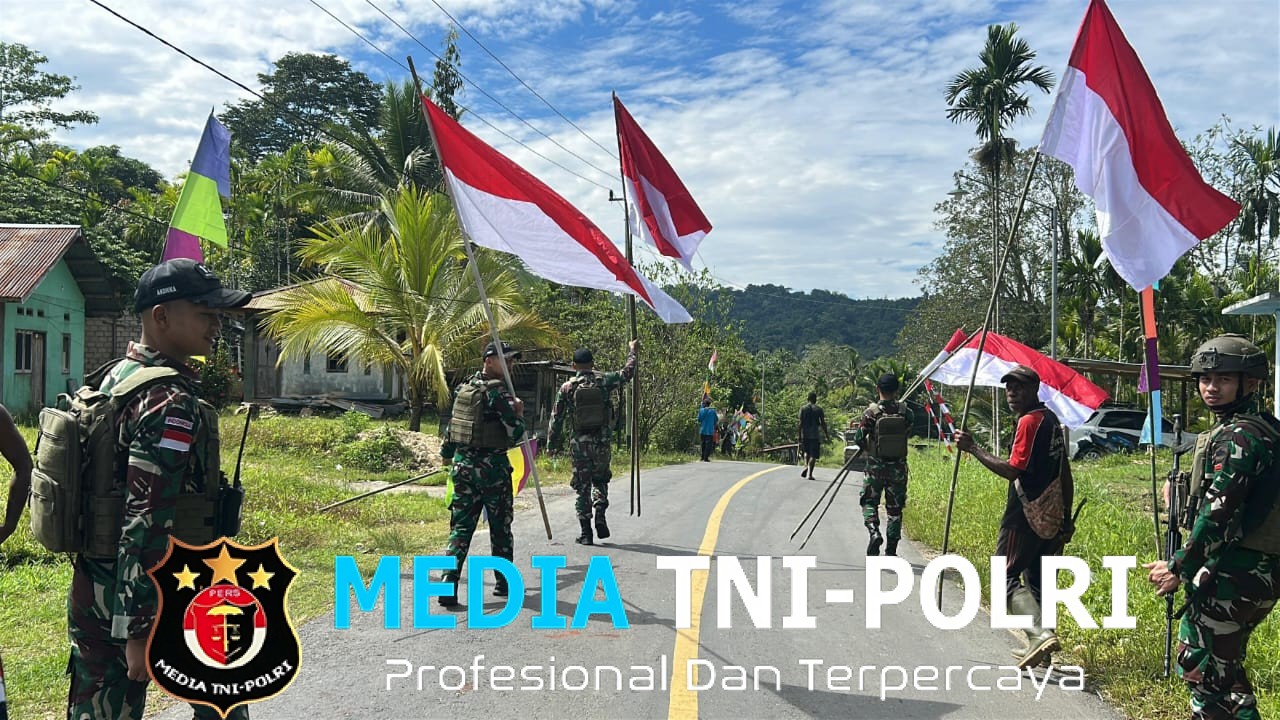 Jelang HUT RI ke-80, Satgas Yonif 131/Brajasakti Ajak Warga Wembi Kibarkan Merah Putih