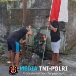 Pasang Bendera Dan Kerja Bhakti, Babinsa Dan Warga Gandusari Sambut HUT RI Ke 80