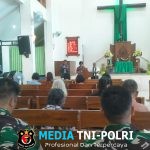 Ibadah Minggu, Personel Satgas TMMD Reguler Ke-125 Kodim 0735/Surakarta Yang Beragama Kristen Ikuti Ibadah di Gereja