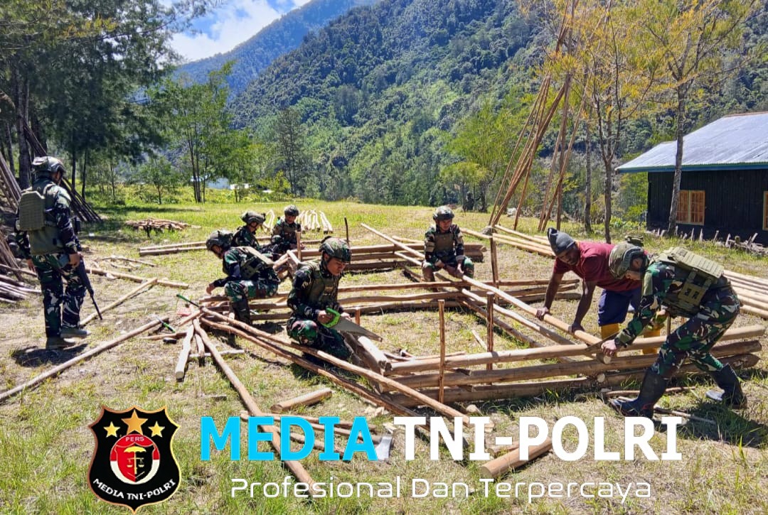 Satgas Yonif 700/WYC Bangun Sekolah di Mayuberi Bukti Nyata Peduli Pendidikan Anak Papua