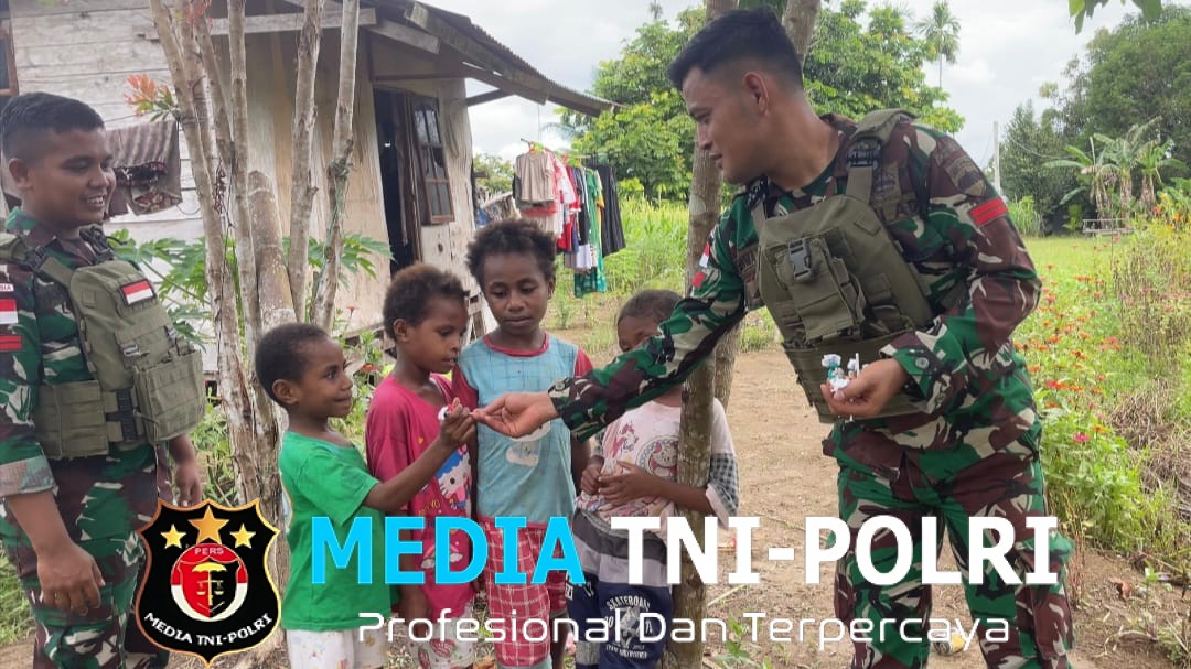 Ceria Dan Sehat Bersama Satgas Yonif 131/Brajasakti Di Kampung Amyu Perbatasan Papua