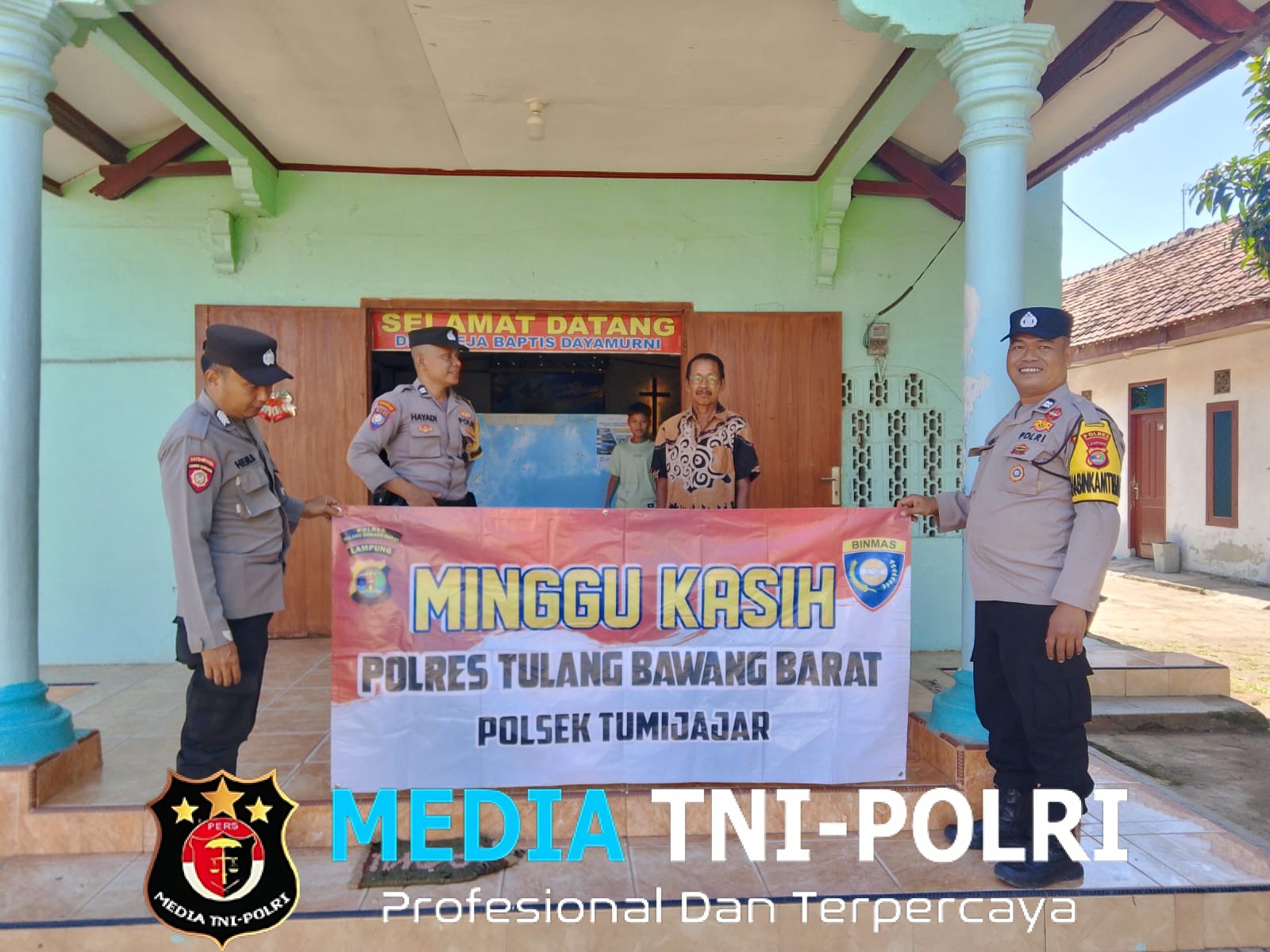 Polsek Tumijajar Laksanakan Pengamanan Ibadah Gereja Minggu Kasih di Gereja Baptis Dayamurni