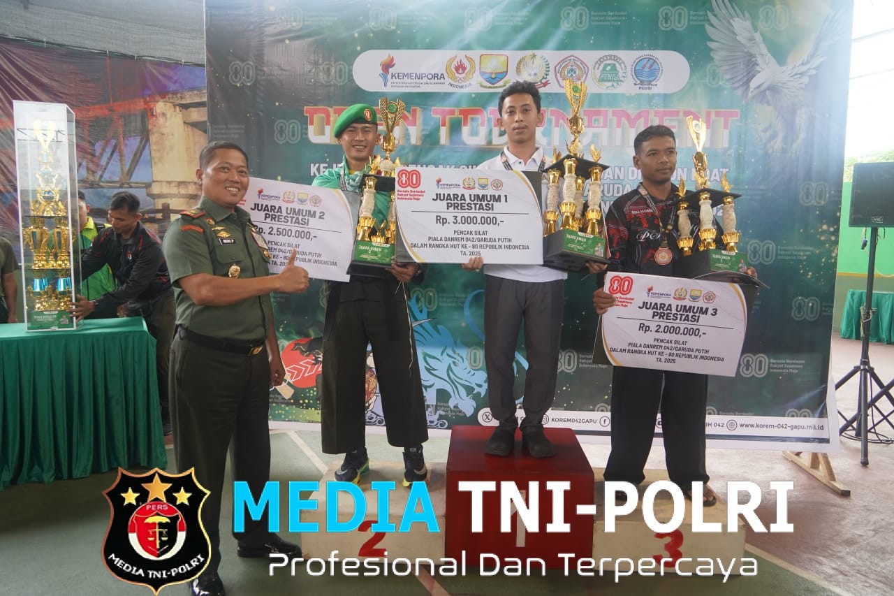 Meriah dan Penuh Semangat, Danrem 042/Gapu Tutup Open Turnamen Piala Danrem HUT RI ke-80 Disaksikan Gubernur Jambi