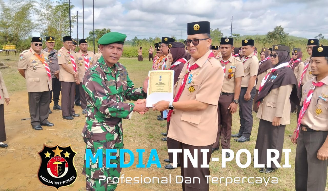 Wadanramil 420-04 Mewakili Dandim 0420/Sarko Hadir Dalam Upacara Hari Pramuka ke-64 di Bumi Perkemahan Kwarcab Merangin