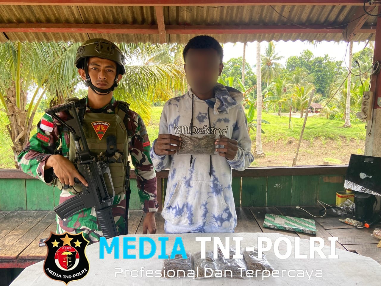 Satgas Yonif 131/Brajasakti Kembali Gagalkan Peredaran Narkotika Jenis Ganja di Perbatasan Papua