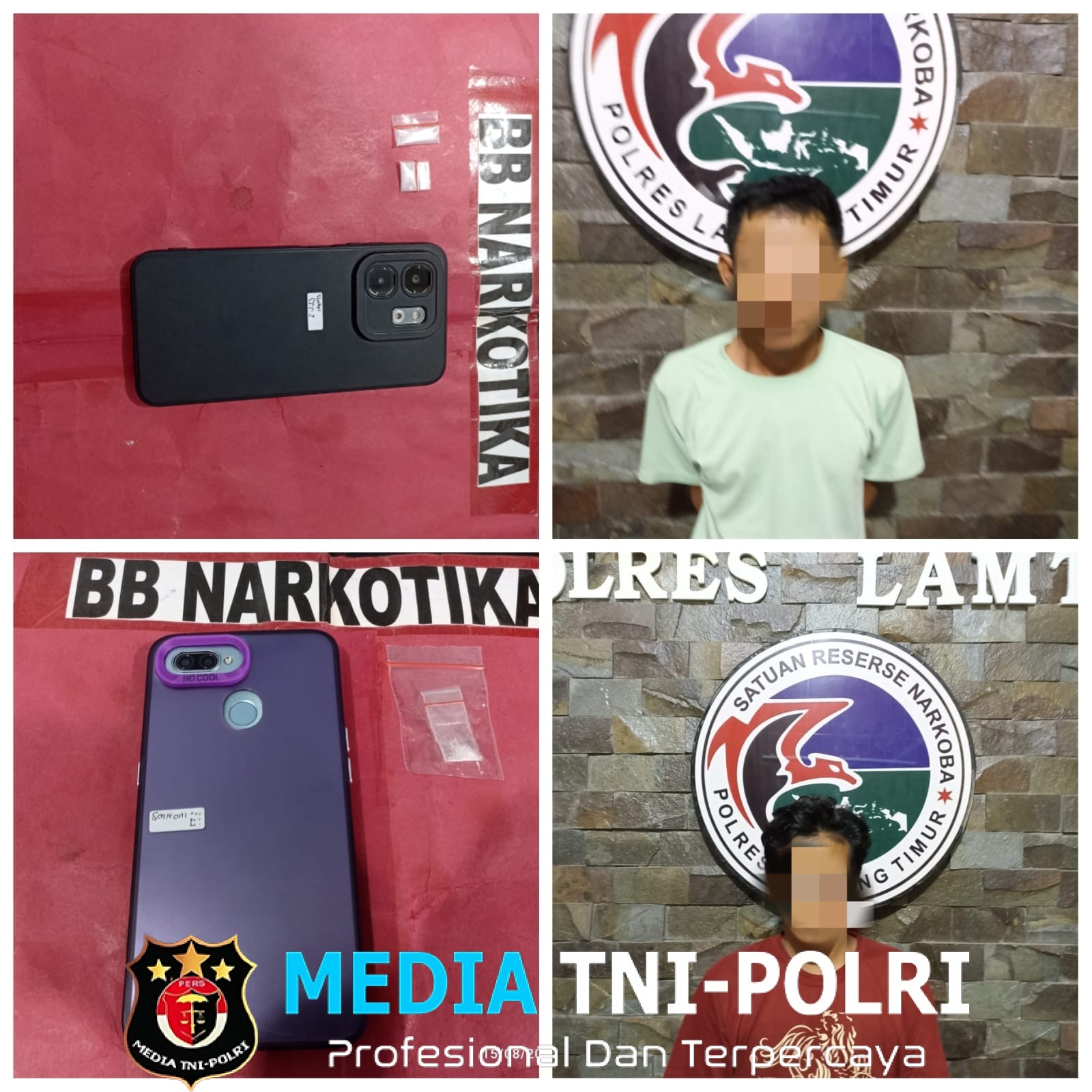 Polres Lampung Timur Mengamankan Dua Orang Tersangka Penyalahguna Narkotika