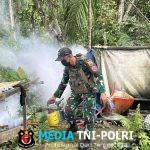 Cegah Malaria dan DBD, Satgas Yonif 131 Fogging Rumah Warga Pyiawi Perbatasan Papua